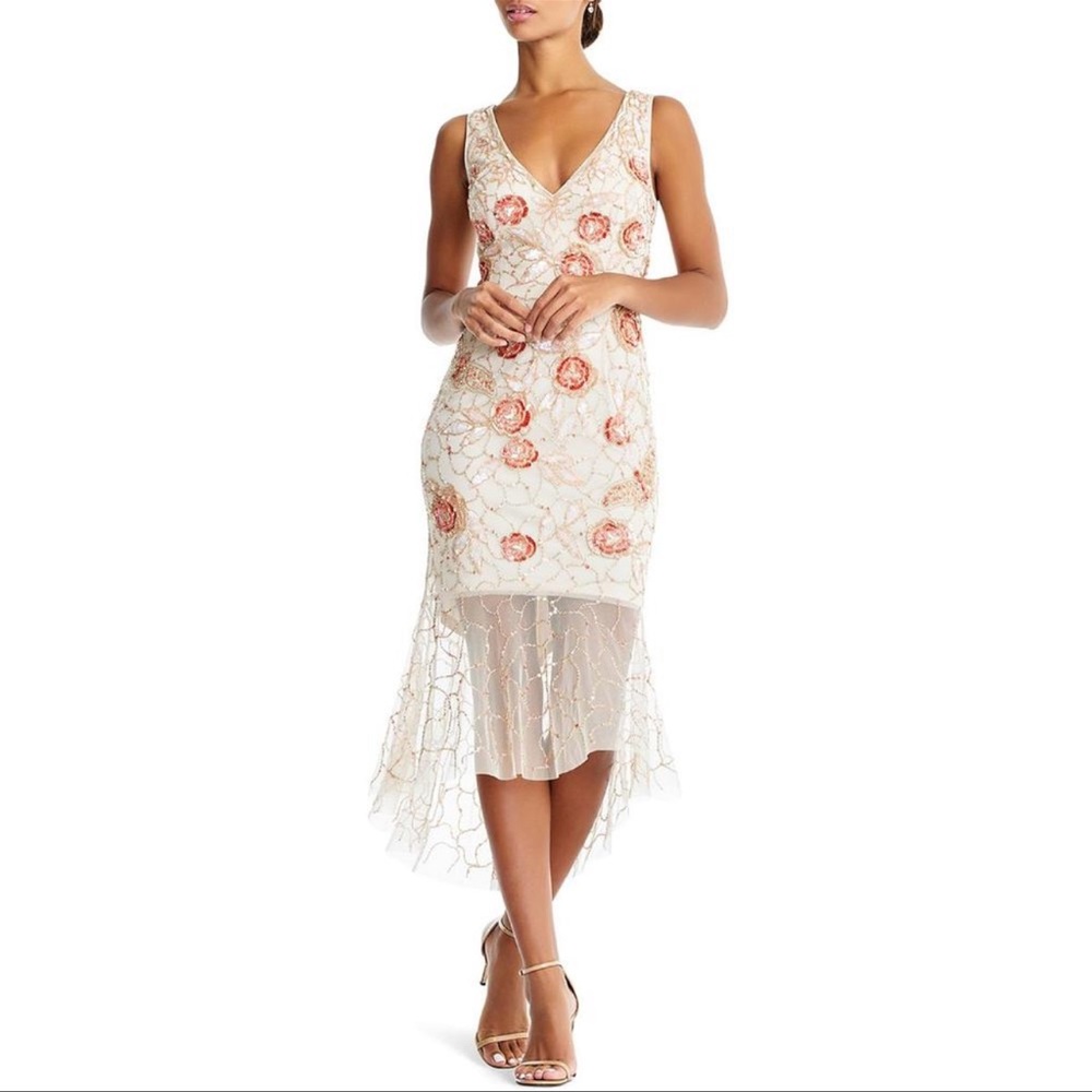 Aidan Mattox beaded hi and low sleeveless dress - Picture 6 of 7